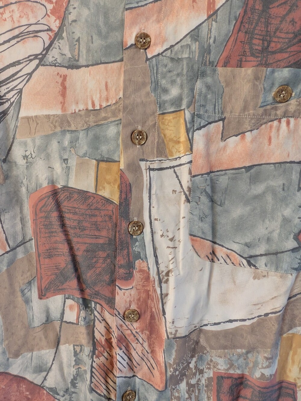 80s/90s - "Club D'Amingo" Abstract Print Short Sleeve Button-Up Shirt - Picture 5 of 12